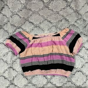 LA Hearts Striped Off-the-Shoulder Crop Top